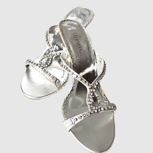 Sexy Strappy Silver Rinestone High heel Sandels sz 8.5 - Picture 3 of 9